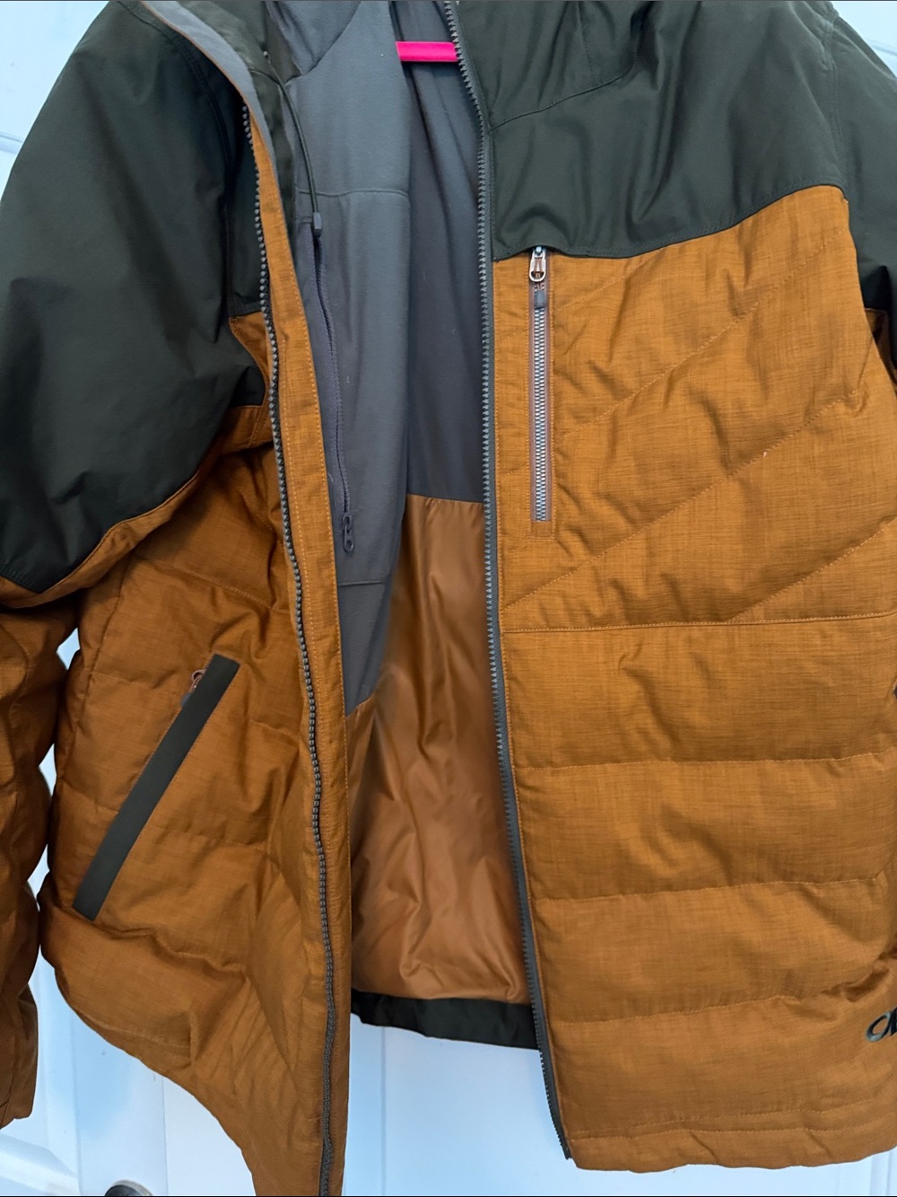 Outdoor Research Men's Mens XL Dark Forest Green & Brown Warm Puffer Jacket. A+